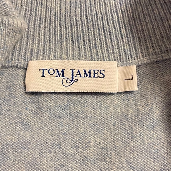 Tom James Cashmere Quarter Zip Sweater Blue L Quiet Luxury Old Money Ivy League - Picture 6 of 11